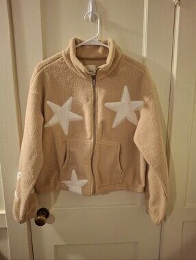 Juniors Beige Star Fleece Jacket - Unbranded